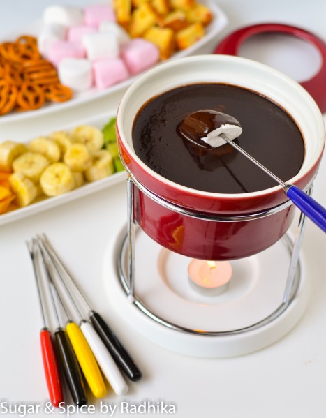 Chocolate Fondue with 6 dipping Ideas