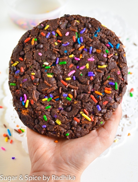 Giant Dark Chocolate Chip Sprinkle Cookie