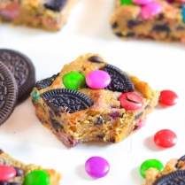 Cookie Bars with Oreos and Gems